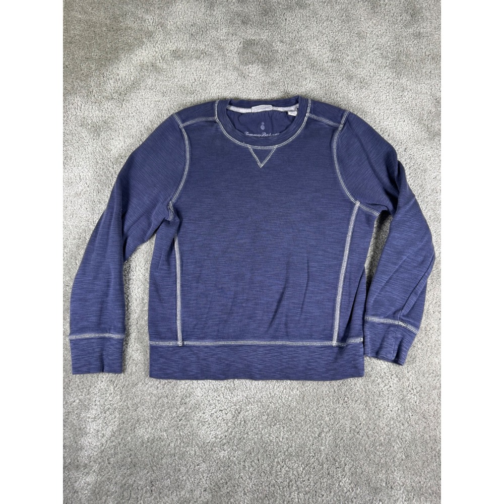Tommy Bahama Womens Blue Pima Cotton Tencel Sweatshirt Small Pineapple Logo